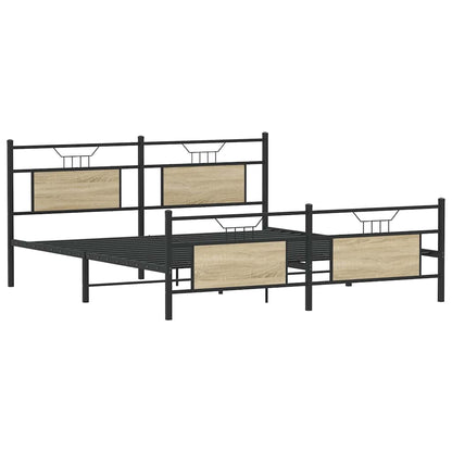 Metal Bed Frame without Mattress Sonoma Oak 160x200 cm