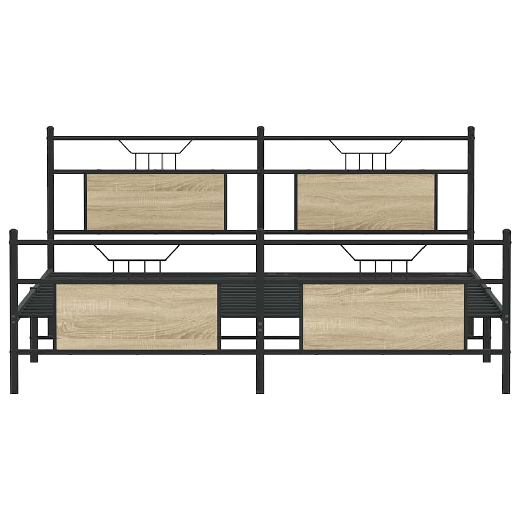 Metal Bed Frame without Mattress Sonoma Oak 160x200 cm