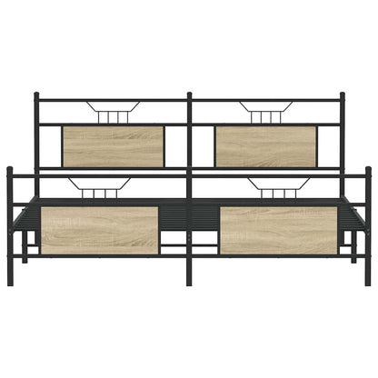 Metal Bed Frame without Mattress Sonoma Oak 160x200 cm