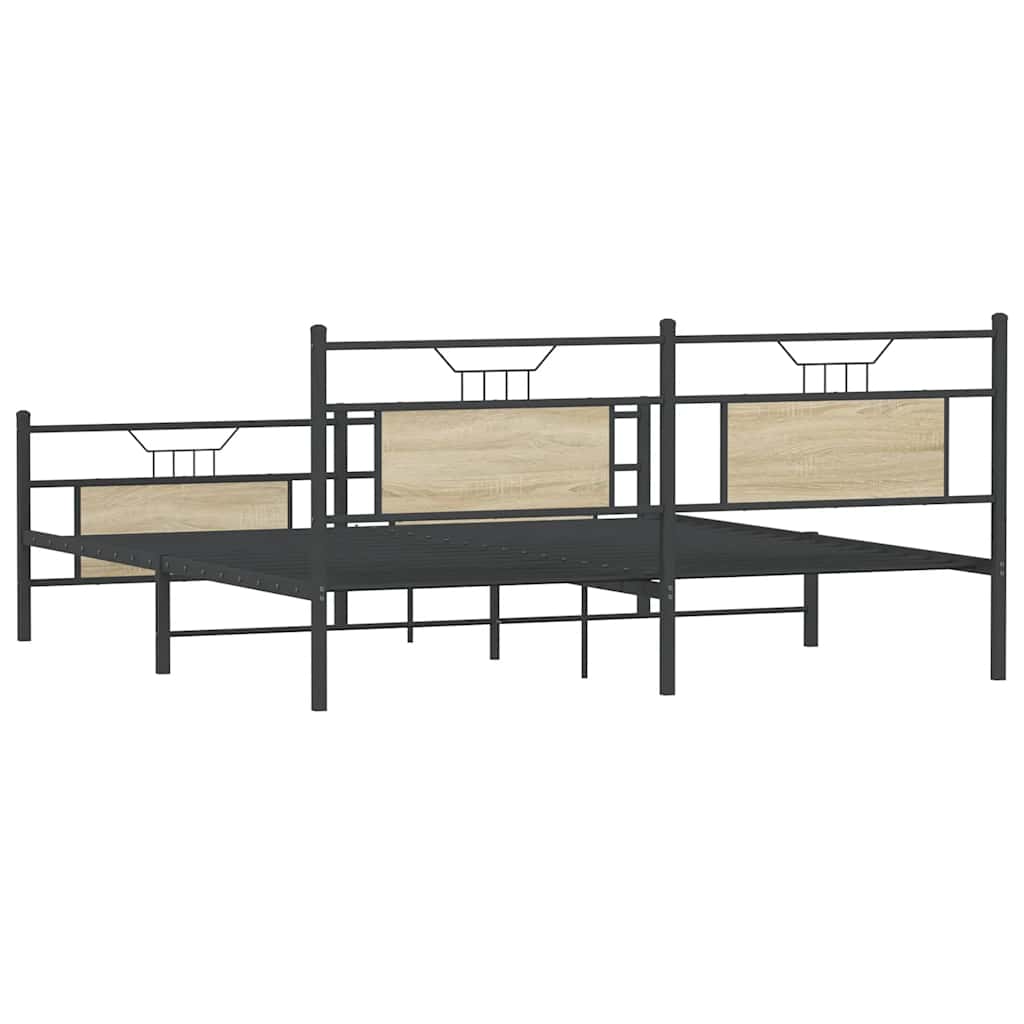 Metal Bed Frame without Mattress Sonoma Oak 160x200 cm