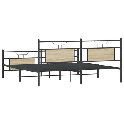 Metal Bed Frame without Mattress Sonoma Oak 160x200 cm