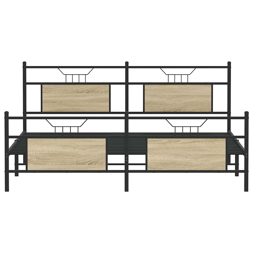 Metal Bed Frame without Mattress Sonoma Oak 180x200 cm Super King