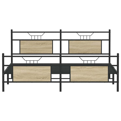 Metal Bed Frame without Mattress Sonoma Oak 180x200 cm Super King
