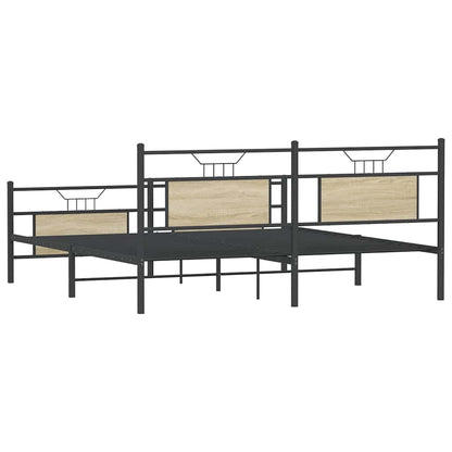 Metal Bed Frame without Mattress Sonoma Oak 180x200 cm Super King