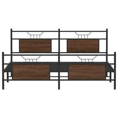 Metal Bed Frame without Mattress Brown Oak 160x200 cm