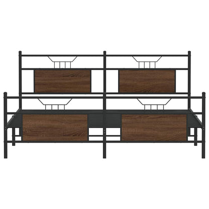 Metal Bed Frame without Mattress Brown Oak 180x200 cm Super King