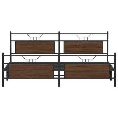 Metal Bed Frame without Mattress Brown Oak 200x200 cm