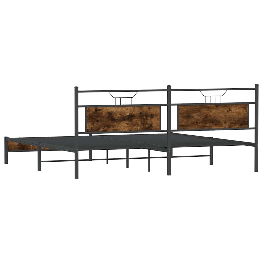 Metal Bed Frame without Mattress Smoked Oak 200x200 cm