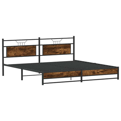 Metal Bed Frame without Mattress Smoked Oak 200x200 cm