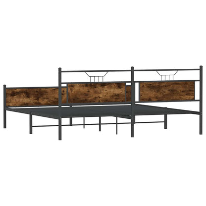 Metal Bed Frame without Mattress Smoked Oak 193x201 cm