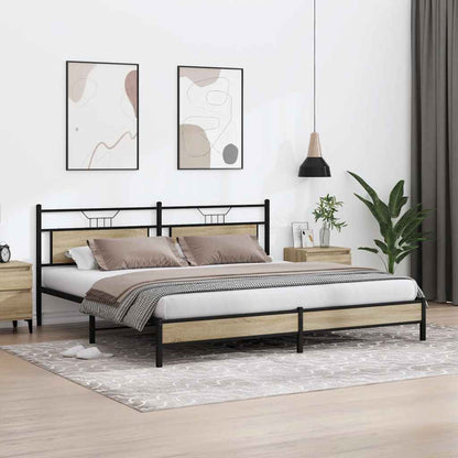 Metal Bed Frame without Mattress Sonoma Oak 193x201 cm