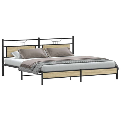 Metal Bed Frame without Mattress Sonoma Oak 200x200 cm