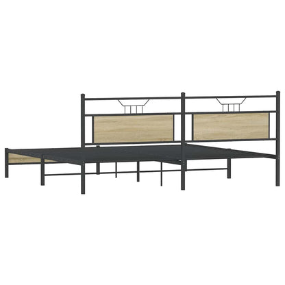 Metal Bed Frame without Mattress Sonoma Oak 200x200 cm