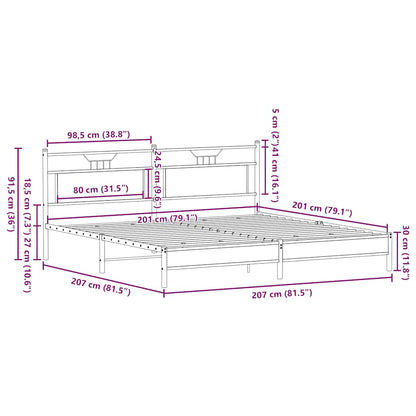 Metal Bed Frame without Mattress Sonoma Oak 200x200 cm
