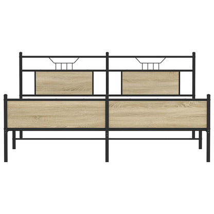 Metal Bed Frame without Mattress Sonoma Oak 160x200 cm