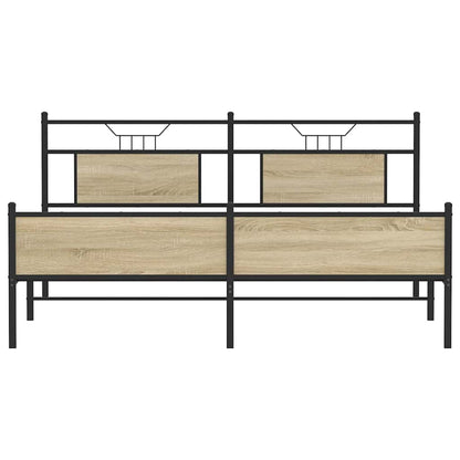 Metal Bed Frame without Mattress Sonoma Oak 180x200 cm Super King