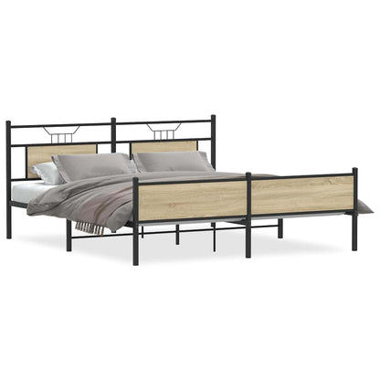 Metal Bed Frame without Mattress Sonoma Oak 183x213 cm