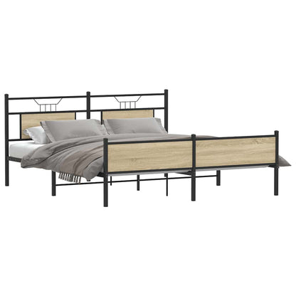 Metal Bed Frame without Mattress Sonoma Oak 183x213 cm