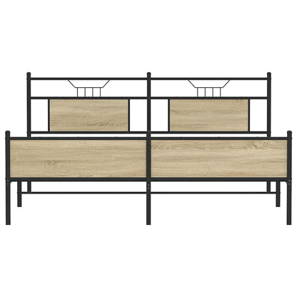 Metal Bed Frame without Mattress Sonoma Oak 183x213 cm