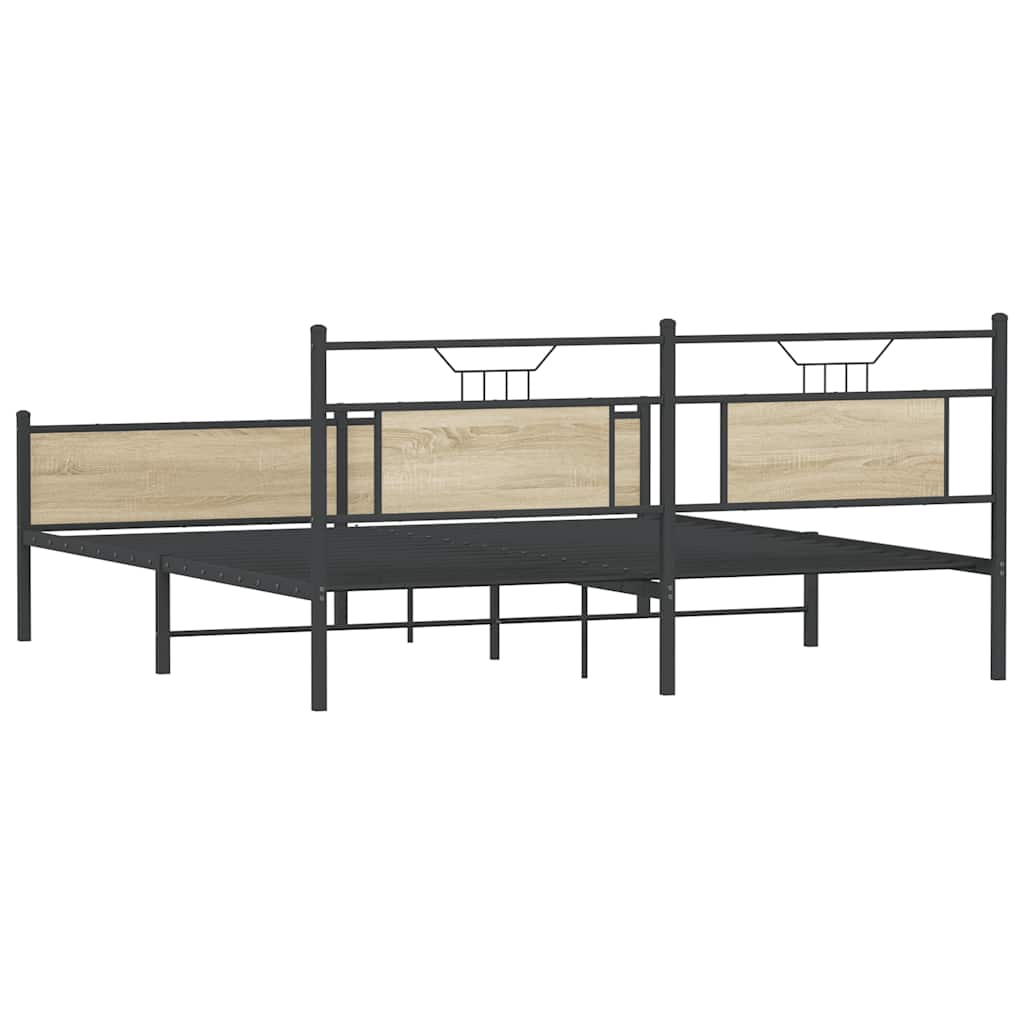 Metal Bed Frame without Mattress Sonoma Oak 183x213 cm