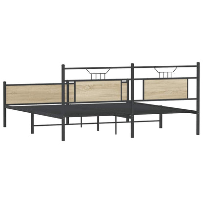 Metal Bed Frame without Mattress Sonoma Oak 183x213 cm