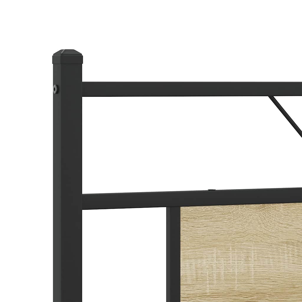Metal Bed Frame without Mattress Sonoma Oak 183x213 cm