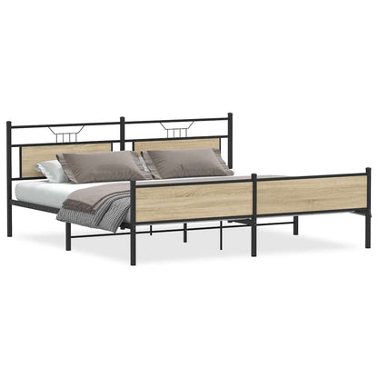 Metal Bed Frame without Mattress Sonoma Oak 193x201 cm