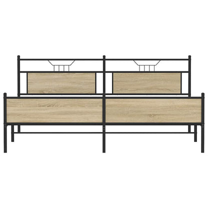 Metal Bed Frame without Mattress Sonoma Oak 193x201 cm