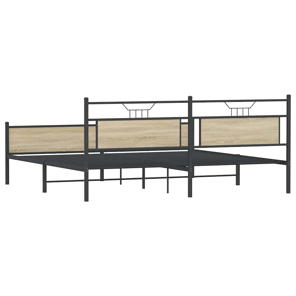 Metal Bed Frame without Mattress Sonoma Oak 193x201 cm