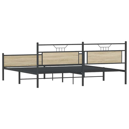 Metal Bed Frame without Mattress Sonoma Oak 193x201 cm