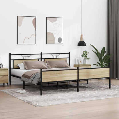 Metal Bed Frame without Mattress Sonoma Oak 200x200 cm