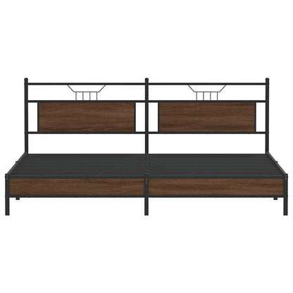 Metal Bed Frame without Mattress Brown Oak 193x201 cm