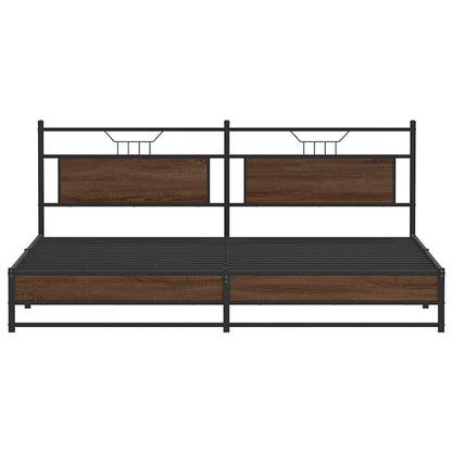 Metal Bed Frame without Mattress Brown Oak 200x200 cm