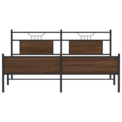 Metal Bed Frame without Mattress Brown Oak 160x200 cm