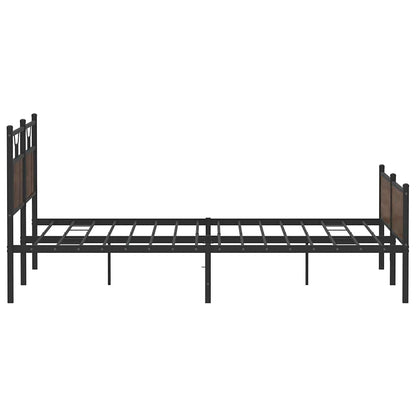 Metal Bed Frame without Mattress Brown Oak 160x200 cm