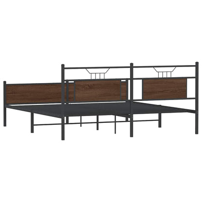 Metal Bed Frame without Mattress Brown Oak 160x200 cm