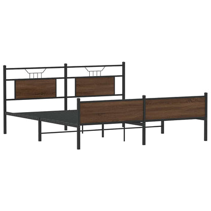Metal Bed Frame without Mattress Brown Oak 183x213 cm
