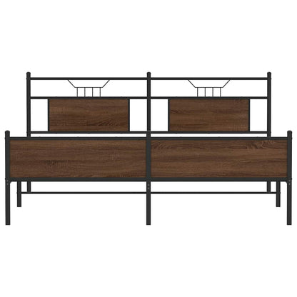 Metal Bed Frame without Mattress Brown Oak 183x213 cm