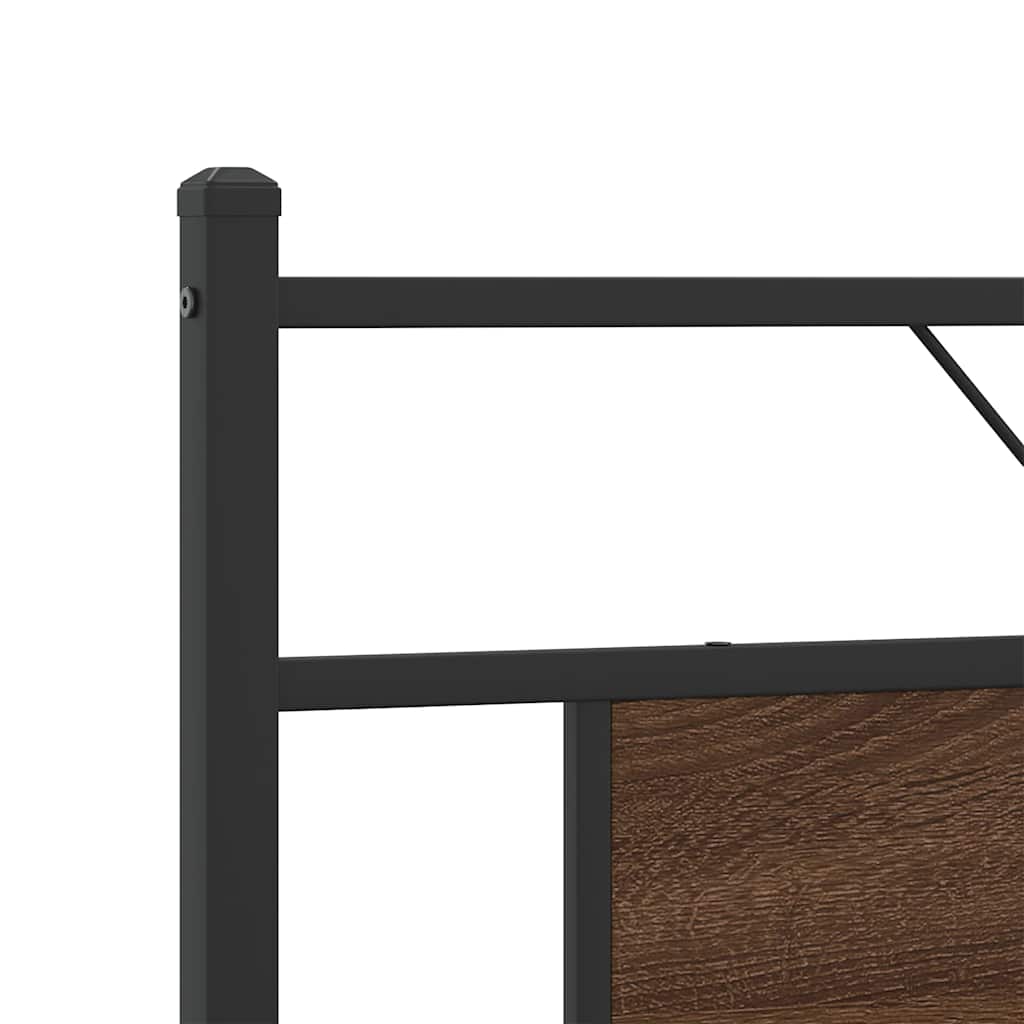 Metal Bed Frame without Mattress Brown Oak 183x213 cm