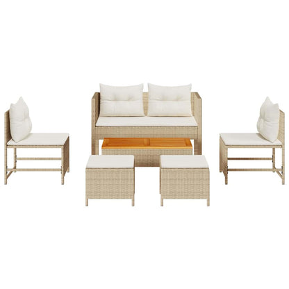 Garden Sofa Set 6 pcs Beige and cream Poly Rattan