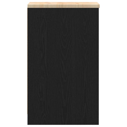 Garage Storage Cabinet Black 30x51x85 cm Solid Wood Pine