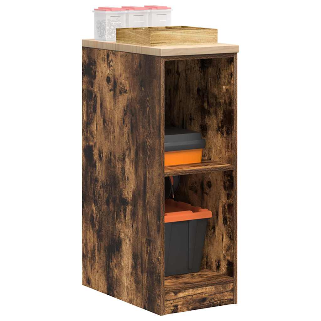 Garage Storage Cabinet Smoked Oak 30x51x85 cm Solid Wood Pine