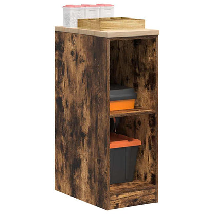 Garage Storage Cabinet Smoked Oak 30x51x85 cm Solid Wood Pine