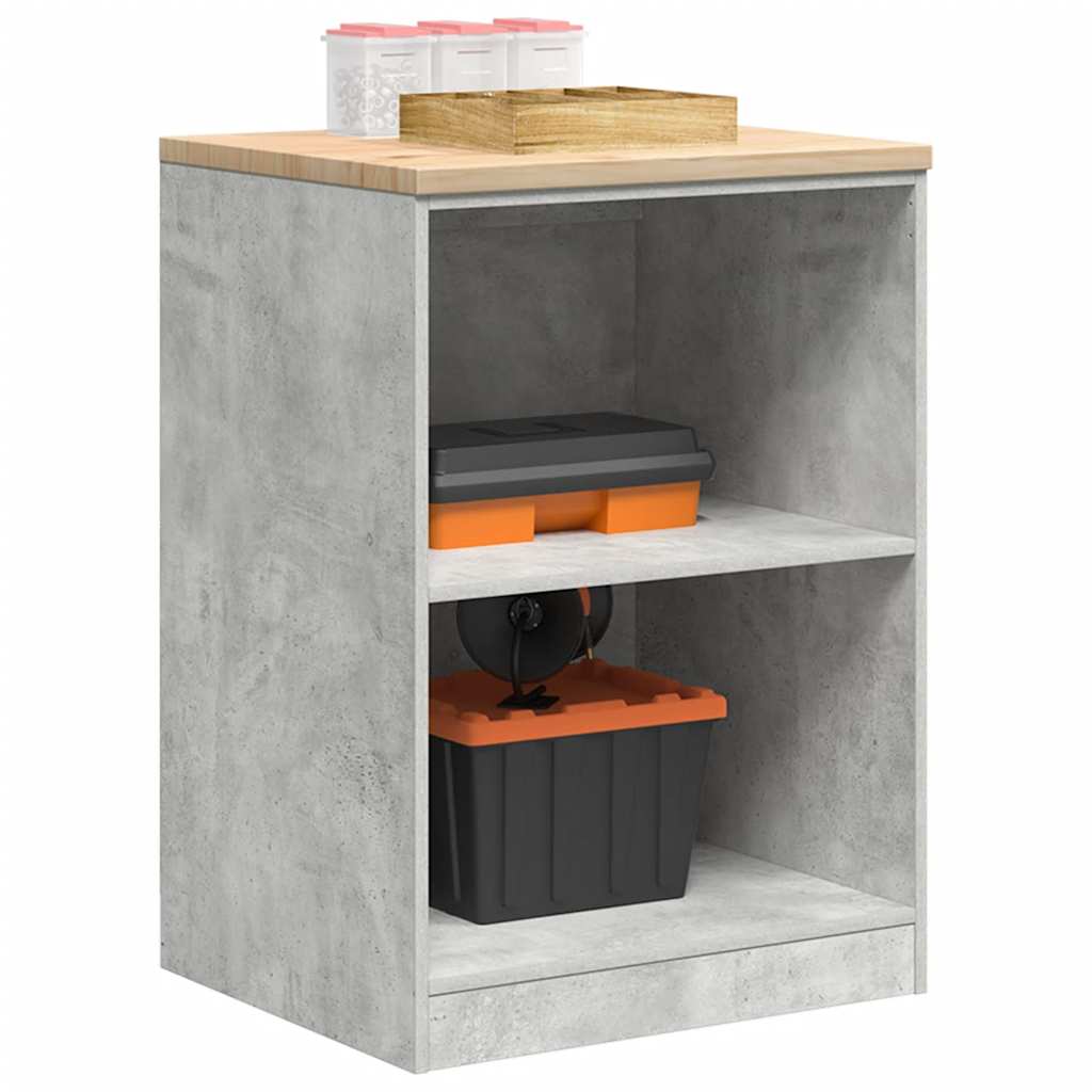 Garage Storage Cabinet Concrete Grey 60x51x85 cm Solid Wood Pine