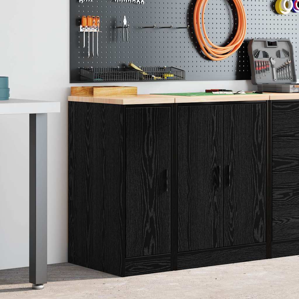 Garage Storage Cabinet Black 30x51x85 cm Solid Wood Pine