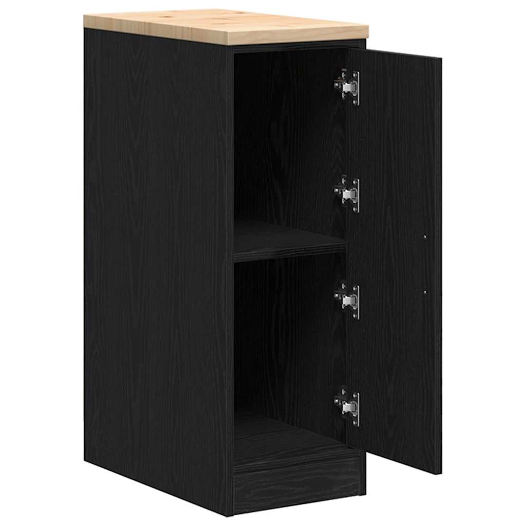 Garage Storage Cabinet Black 30x51x85 cm Solid Wood Pine