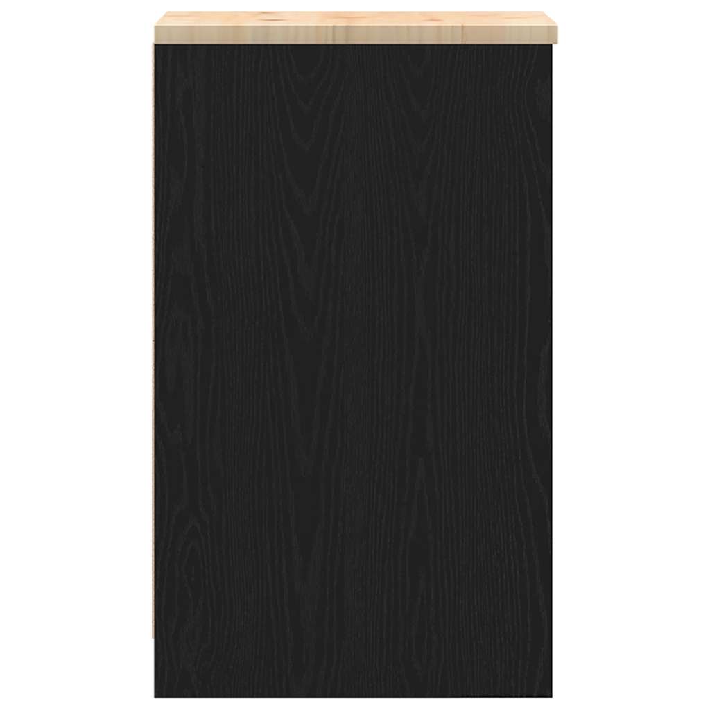 Garage Storage Cabinet Black 30x51x85 cm Solid Wood Pine