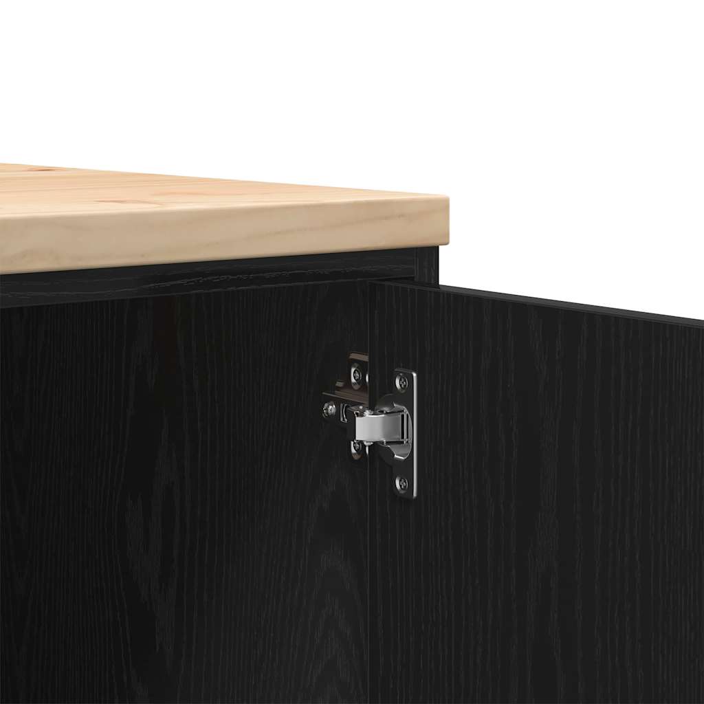 Garage Storage Cabinet Black 30x51x85 cm Solid Wood Pine