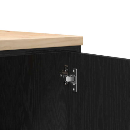 Garage Storage Cabinet Black 30x51x85 cm Solid Wood Pine