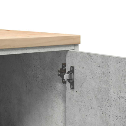 Garage Storage Cabinet Concrete Grey 30x51x85 cm Solid Wood Pine